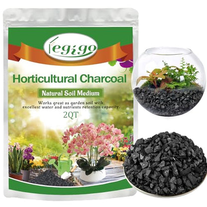 10 LB Organic Leca Clay Pebbles & 2 QT Horticultural Charcoal, Natural Soil Amendment for Drainage, Aeration, and Healthy Indoor Plants, Orchids, Hydroponics & Terrariums