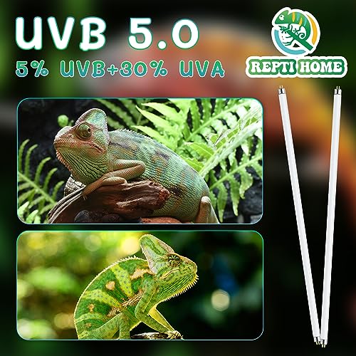 T5 UVB Reptile Light 24W 5.0,UVA UVB Light Bulb for Reptiles,2 Pack Reptile UVB Lamp Tube for Bearded Dragon - size: 2 pack T5 Tube-24W 5.0
