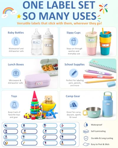 Tinabless 480 Pcs Daycare Labels for Kids, Self-Laminating, Spaceman | 480 Spaceman Self-Laminating Daycare Labels For Baby Bottles, Water Bottles, Lunch Boxes And School Supplies. - color: Spaceman-480pcs
