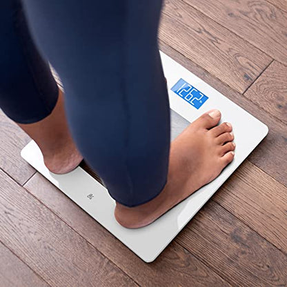 Greater Goods Digital Weight Scale, Accurate, Non-Slip, and Scratch Resistant Bathroom Scale (White) - style: Basic, White/Clear