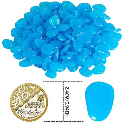 OSOPOLA 150 PCS Blue Glow Rocks Luminous Stones DIY Pebbles Aquarium Garden | OSOPOLA Blue Glow Rocks Luminous Stones DIY Pebbles For Aquarium Garden Path Patio FD05BL150 - color: Blue/150 pcs, size: 2.5x2x0.5cm