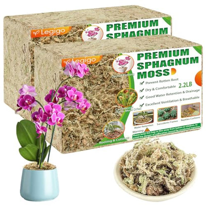 4.4LB Sphagnum Moss for Plants- 80QT Natural Long Fibers Orchid Moss | Moisture Retention & Drainage Balance, Plant Moss for Orchids, Succulents, Carnivorous, Ferns, Reptile Bedding & Terrariums - size: 80 QT(4.4 lb)