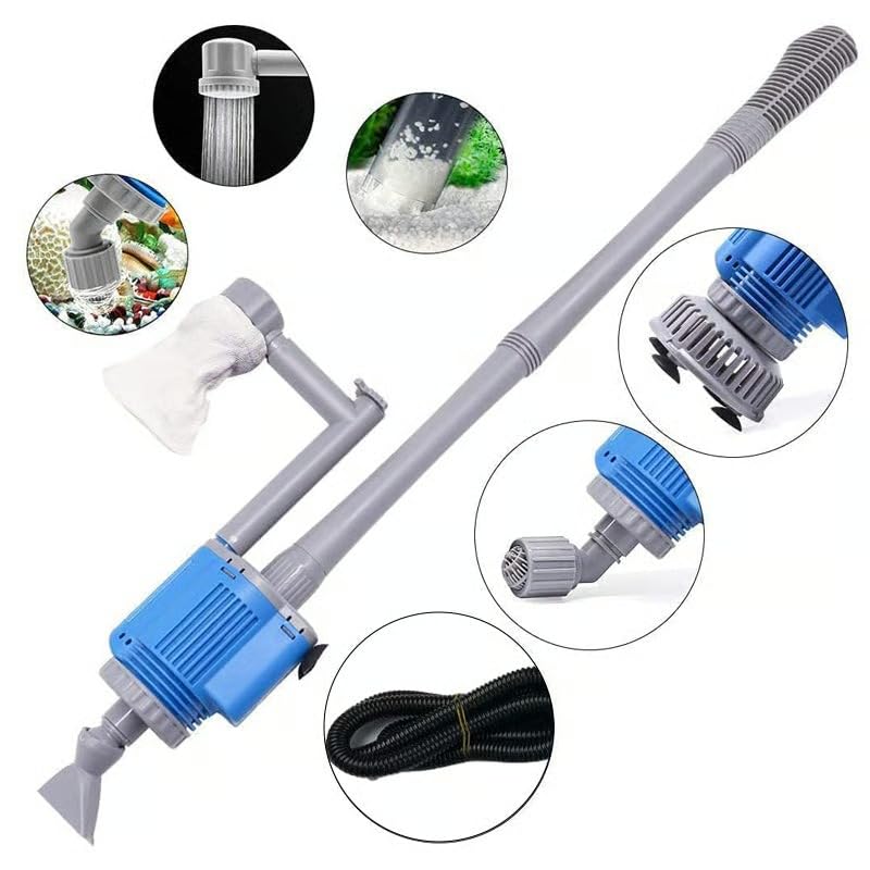 SakerPlus Electric Aquarium Gravel Cleaner with Filter, Upgraded 6-in-1 Automatic Water Changer & Sand Washer, 2000L/H Adjustable Flow for Freshwater & Saltwater Fish Tank Cleaning