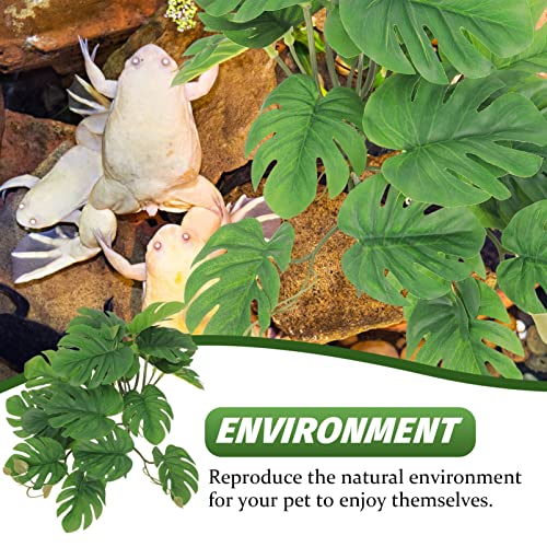 ULTECHNOVO Reptile Tank Plant Decor Lifelike Simulation Leaves for Reptile Box Aquarium Fish Tank Ornaments Leaf Design for Natural Habitat Aesthetic Easy to Install and Stable Water