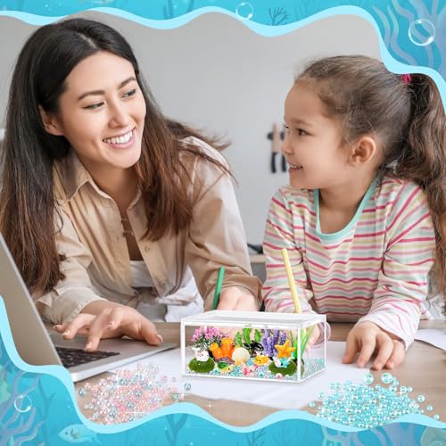 HyDren Ocean Crafts DIY Tank Glow in The Dark Mini Sea Animal Axolotl Figures Gift Ocean Diorama for Home Under The Sea Themed Birthday Party Decorations - style: Ocean