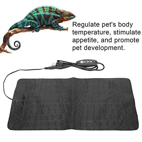 Pssopp USB Reptile Anti‑Scratch Heating Pad Reptile Heat Pad Temperature Adjustable Under Warmer Heating Mat for Small Animals(L)