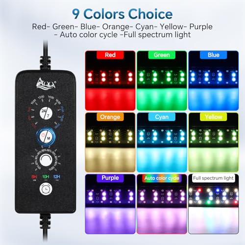 AQQA 26.97 Inch Submersible Aquarium Light, 24/7 Mode Fish Tank Light | 7 Adjustable Angles, 9 Color Options, 4 Rows Beads, Dimmable & Timer Control, IP68 Waterproof Full Spectrum Plant Light - size: 26.97In ( For 27.56''-53.94'' Length Fish Tank)