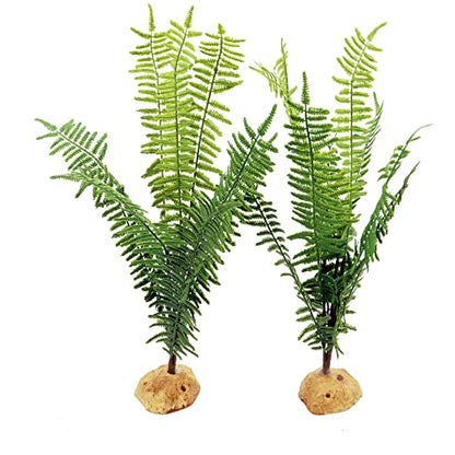 JIHAQUA Fake Fern Plants, Plastic Reptile Terrarium Decor | Reptiles Amphibians Tank Accessories for Crested Gecko Leopard Lizard