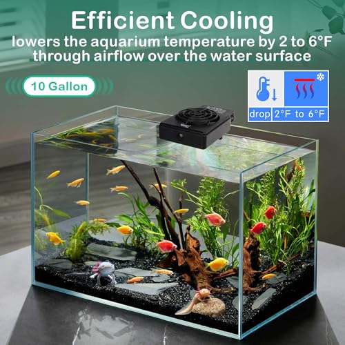 hygger Aquarium Cooling Fan Quiet Fish Tank Chiller with Adjustable Speed & Timer Aquarium Cooler for Axolotl Tank/Terrarium/Saltwater/Freshwater Accessories - size: 1 Fan