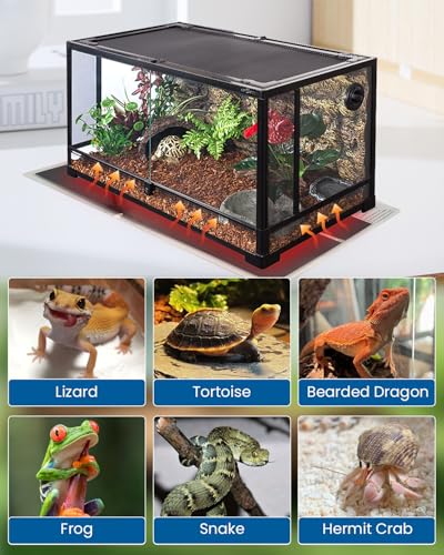 MQ Reptile Terrarium Heat Pad with LCD Digital Aquarium Thermometer, 11 x 16.5in Power Adjustment Under Tank Heater Mat for Pets, Small Animals, Seedling, 20W - size: 20W, 11*16.5 in