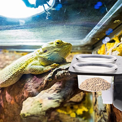Mipcase Suction Cup Reptile Feeder Reptile Ledge with 20 Cups Double Grid Feeding Food Water Bowl Worm Dish Gecko Feeder Bowl Ledge for Lizard Bearded Dragon 1 Set Gecko Food s