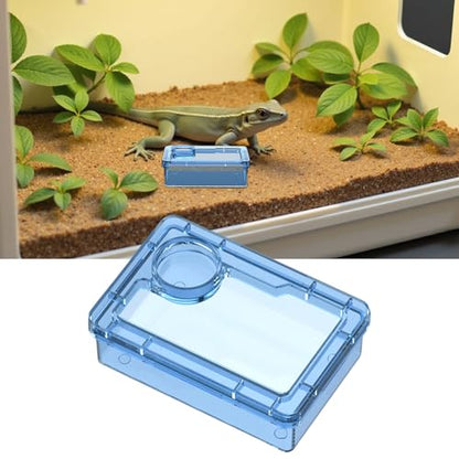 Reptile Water Bowl - Anti-Escape Crested Gecko Food Dish, Reptile Amphibian Feeders, Polystyrene | Snake Water Bowl for Habitat Feeding Gecko Chameleon Terrarium Frog Tank Lizard Tortoise Cage Le - color: Blue