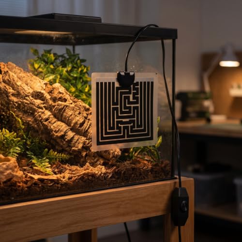 5w Reptile Heating Pad with Thermostat, Adjustable Temperature Heat Mat for Small Animal Habitat and Terrarium, Portable Plastic Under Tank Heater, Easy to Use and Maintain