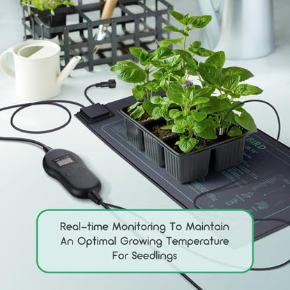 LUXBIRD 4 Pack Seedling Heat Mats with Digital Thermostat Controller, 10" x 20.75" Waterproof for Seed Starting, Germination, Hydroponics, Brewing, Breeding, Greenhouses (LB-HT04) - size: 4 Pack-10x20.75