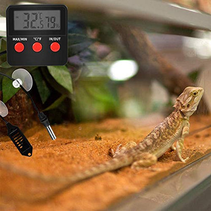 iPower 4"x7" Reptile Heat Mat Under Tank Terrarium Heater Warmer Heating Pad, Digital Thermometer and Hygrometer with Temperature and Humidity Probe for Amphibian Pet and Small Animals - size: 4 X 7 Inch, style: Pad + Thermo & Hygrometer