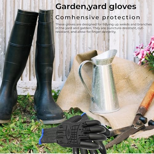 Garden Gloves with Claws Wild Field Work Gardening Yard Gloves Safe Glove for Planting, Digging, Collecting, Black