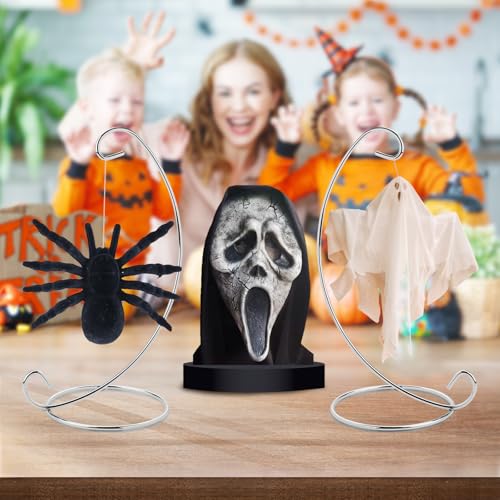 Abom 1 Pack 8in Single Ornament Display Stand, Air Plant Holder, Terrariums Hanger, Silver Iron Hanging Hook for Christmas Halloween Decoration, Glass Crystal Witch Ball, Home Wedding, Party Decor (1pcs)