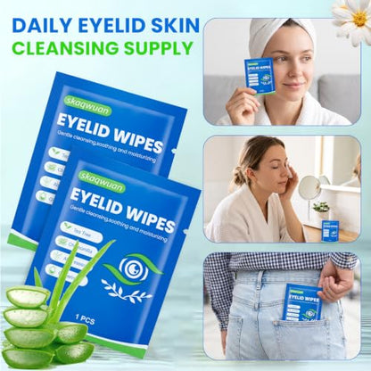 160PCS (2 Boxes) Eyelid Cleansing Wipes, Tea Tree Oil Gentle Cleansing Cloths, Gentle Daily Facial Cleansing Wipes for Sensitive Skin, Alcohol Free Moisturizing Eye Area Cleansing Wipes Bulk Pack - size: 1 Count (Pack of 160)