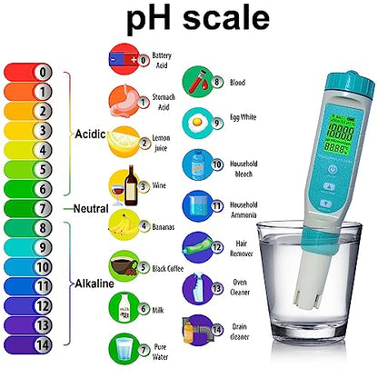 7 in 1 Water Quality Tester Pen Meter for Pools, Drinking Water Aquariums hydroponic Cooking Tester Measure Water by 7 parameters: PH/TDS/EC/ORP/S.G/Water Salinity/Temp - style: 7 in 1 PH/TDS/EC/ORP/S.G/Water Salinity/Temp