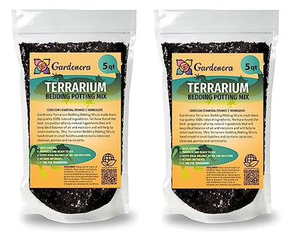 Terrarium Bedding - Premium Coco Coir, Charcoal, Pumice, and Vermiculite Blend for Thriving Plant Growth - 10 QUARTS - size: 10 Quart Bag