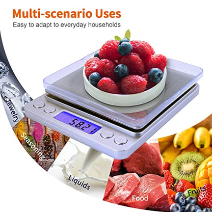 Gram Scale,Capacity 500g Accuracy 0.01g Mini Food Scales Digital Weight Grams and Oz,Small Kitchen High Precision for Espresso,Baking,Jewelry,Soap Making,Silver - color: Silver
