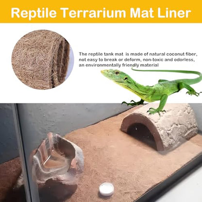 PINVNBY 2 Pcs Reptile Carpet Coconut Fiber Mat,Lizard Terrarium Substrate Liner Gecko Tank Flooring Bearded Dragon Tank Accessories Bedding for Snakes Chameleons Tortoises
