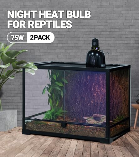 REPTI ZOO 75W Reptile Heat Lamp 2Pack Reptile Night Heat Bulb Night Heat Lamp Without UVA for Turtle Bearded Dragon Gecko Lizard and Snake E26/E27 Purple