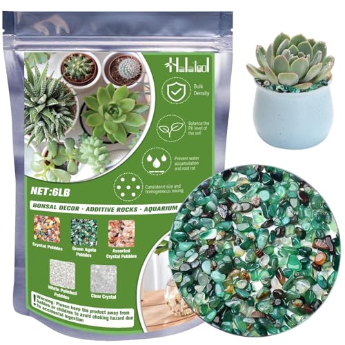 Halatool 6LB Green Agate Aquarium Gravel, 0.35"-0.6" Landscaping Pebbles | Polished, Safe, Fish Tank Gravel for Fish Tanks, Succulents, Plant Top Dressing, Fairy Gardens, Vase Filler, Home Decor - size: 6 LB, style: Green Pebbles