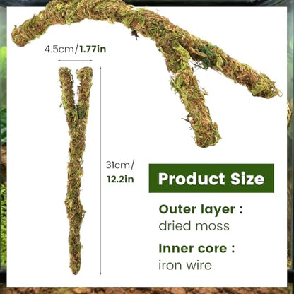Reptile Tank Accessories and Terrarium Habitat Decor, Artificial Mossy Vines Bridge for Small Reptiles, Climbing Toys for Gecko, Lizard, Snake, Chameleon, Frog, Spider