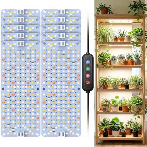 SDOVUERC Full Spectrum 1920 LEDs Grow Lights, 100W Plant Grow Lights for Indoor Plants with Daisy Chain Function, Sunlike Spectrum,4/8/12/16/20H Timer for Seed Starting(Pack10) - color: Panel Grow Light(10Pack)