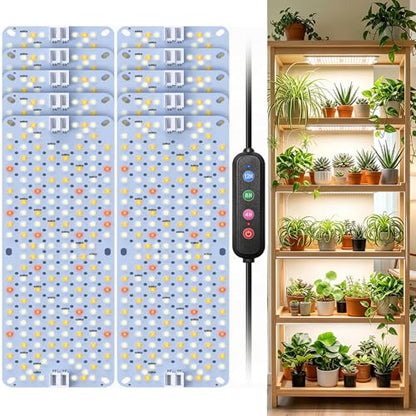 SDOVUERC Full Spectrum 1920 LEDs Grow Lights, 100W Plant Grow Lights for Indoor Plants with Daisy Chain Function, Sunlike Spectrum,4/8/12/16/20H Timer for Seed Starting(Pack10) - color: Panel Grow Light(10Pack)