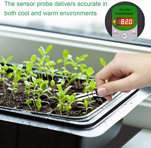 Seedling Heat Mat with Thermostat 40-108 Degrees Fahrenheit Warming Pad, Warm Hydroponic Heating Pad with Controller for Germination, 10" x 20.75" UL & MET-Certified - size: 10x20.75