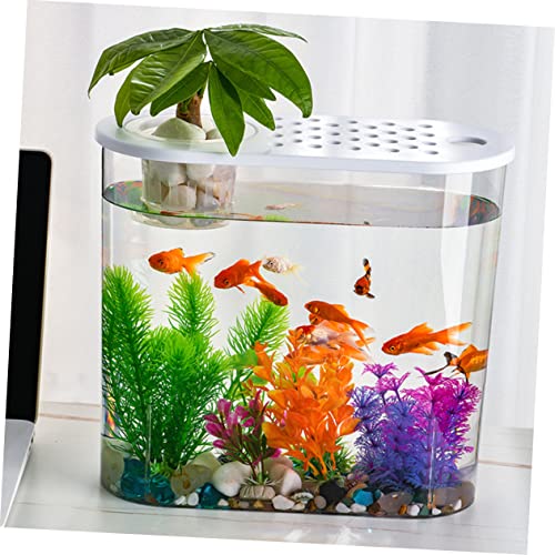 Transparent Plastic Fish Tank for and Small Reptiles Modern Desktop Aquarium Decoration Landscape Holder for Use