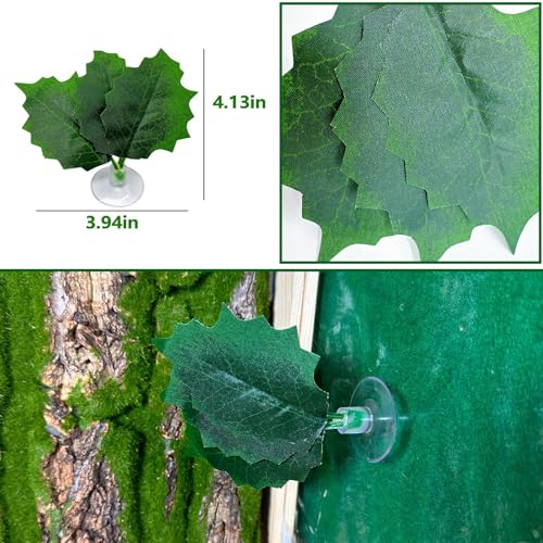 BNOSDM Fake Terrarium Plants for Reptiles, 3-5in, Green, 5PCS | Fake Terrarium Plant with Suction Cup, Jumping Spider Habitat Enclosure Bearded Dragon,Snake, Lizard Accessories - color: Green
