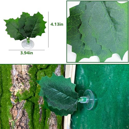 BNOSDM Fake Terrarium Plants for Reptiles, 3-5in, Green, 5PCS | Fake Terrarium Plant with Suction Cup, Jumping Spider Habitat Enclosure Bearded Dragon,Snake, Lizard Accessories - color: Green