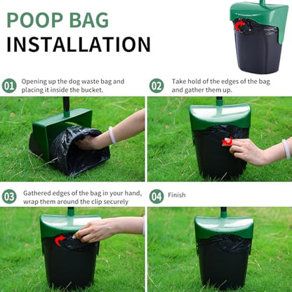 ienjoyed Pooper Scooper Large Swivel Bin & Rake with 160 Waste Bags,Heavy Duty Dog Pooper Scooper with Bag Attachment for Dogs, Long Handle Poop Scooper with Lid for Yard, Grass, Gravel(Dark Green) - color: Dark Green