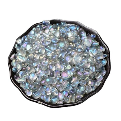 Erliway 7-9mm Electroplated Moonstone Healing Crystal Chips for Crafts 100g | Natural Crushed Crystal Stones Tumbled Chips for Vase Filler Aquarium Gravel, Meditation Chakra Balancing, Candle DIY Making - color: Electroplated Moonstone