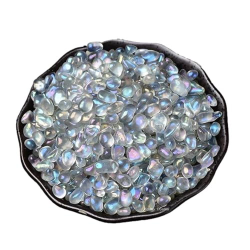 Erliway 7-9mm Electroplated Moonstone Healing Crystal Chips for Crafts 100g | Natural Crushed Crystal Stones Tumbled Chips for Vase Filler Aquarium Gravel, Meditation Chakra Balancing, Candle DIY Making - color: Electroplated Moonstone