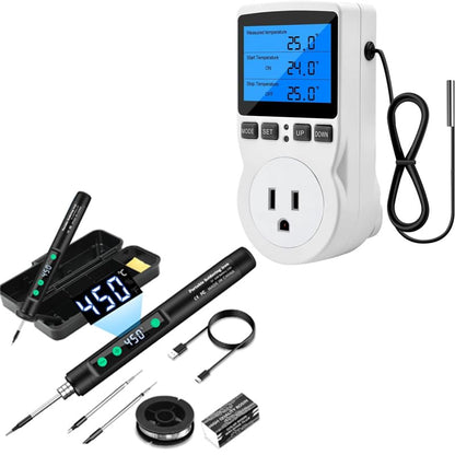 Diymore Digital Thermostat Temperature Controller Electric Digital RV Thermostat Heating Cooling Control Mode Timer 1800W 120V 15A Incubator Thermometer Reptile Thermostat Greenhouse Pool Thermometer