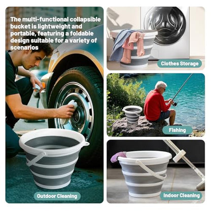 Collapsible Water Bucket (10L / 2.6 Gal) – Portable, Easy to Carry & Store, Ideal for Car Wash, Cleaning, Camping, Fishing and Outdoor Activities with Collapsible Handle Design - size: 1 Pack