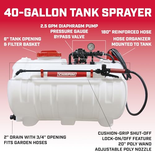 Chapin 40-Gallon 3-Point Hitch Sprayer with 2-Nozzle Boom | 2.5 GPM self-priming pump for consistent pressure and efficient field spraying - size: 40 Gallon