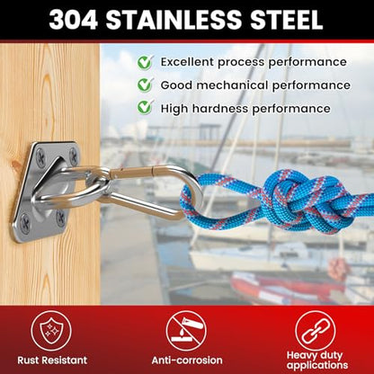304 Stainless Steel Pad Eye Snap Hook, M5 Ceiling Hook 500Lb,8Pcs | Hanging Kit with Screws for Hammock Chair Swing, Yoga Gym Equipment, Sun Shade Sail, Plant Hangers & Marine Boat Hardware - size: 2 Inch, style: Rhombus