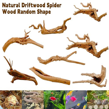 Hamiledyi 6PCS Aquarium Driftwood 6-8in Natural Spider Wood Branches Reptiles Aquarium Fish Tank Decoration Assorted - size: Spiderwood (6-8in 6PCS)
