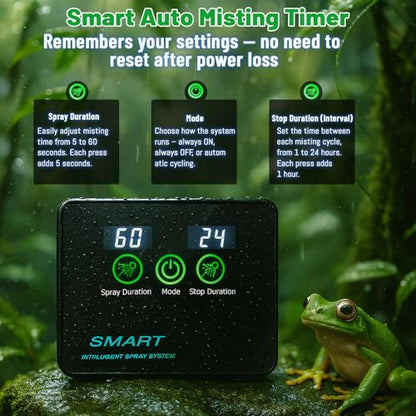 Reptile Mister Automatic Misting System with 360° Adjustable Nozzles, USB Powered with Timer for Terrariums, Amphibians, Chameleons, Rainforest Plants - color: Dark Gray