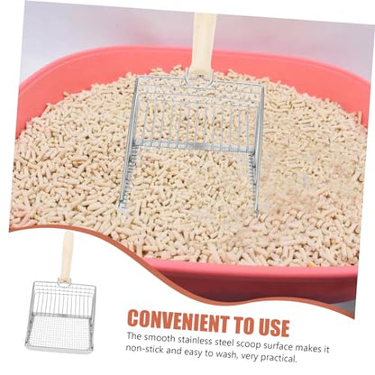 VANZACK Cat Litter Scoop Integrated Shovel with Wooden Handle Durable Pet Litter Sifter for Easy Cleanup of Cat Waste and Reptile Excrement