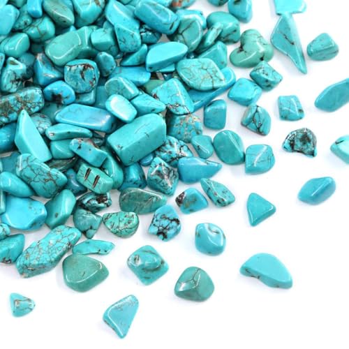 WAYBER Natural Crushed Turquoise Gemstone, Decorative Pebbles, 1 Pound | Toxin-Free, Fade-Resistant, Ideal for Reiki Healing, DIY Crafts, Vase Filler, Aquarium & Bonsai Decoration - color: Turquoise, size: 1 Pound