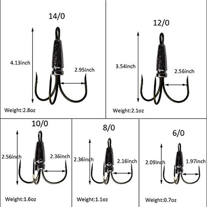 Snagging Hooks Snagging Weighted Treble Hooks 2pcs/Pack Fishing Hooks 5 Sizes 0.7oz 1.1oz 1.6oz 2.1oz 2.8oz - size: 10/0-2pcs