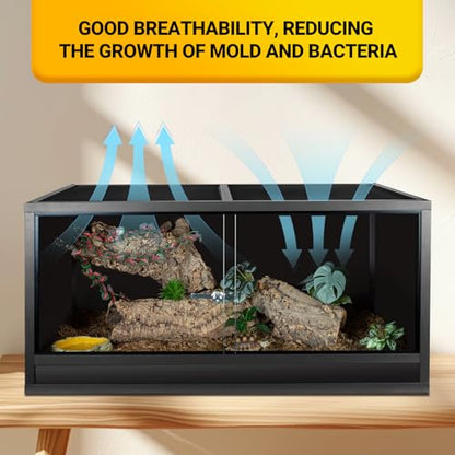 REPTI ZOO Reptile Enclosure 48x24x24 inch, 4x2x2 120 Gallon Bearded Dragon Tank, Reptile Terrarium for Ball Python Snake Gecko Turtle, Light Weight Wooden Habitat Cage