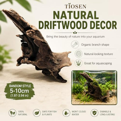 Natural Driftwood Tree Decoration for Aquarium, Fish Tank Plant Stump Ornament, Random Style(5-10cm)