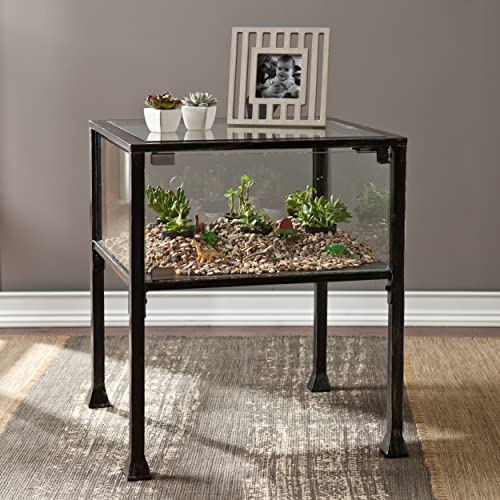 SEI Furniture - Terrarium Display End Table - Transitional Design, Black Finish - Ideal for Living Room, Bedroom (CK8862) - style: End Table